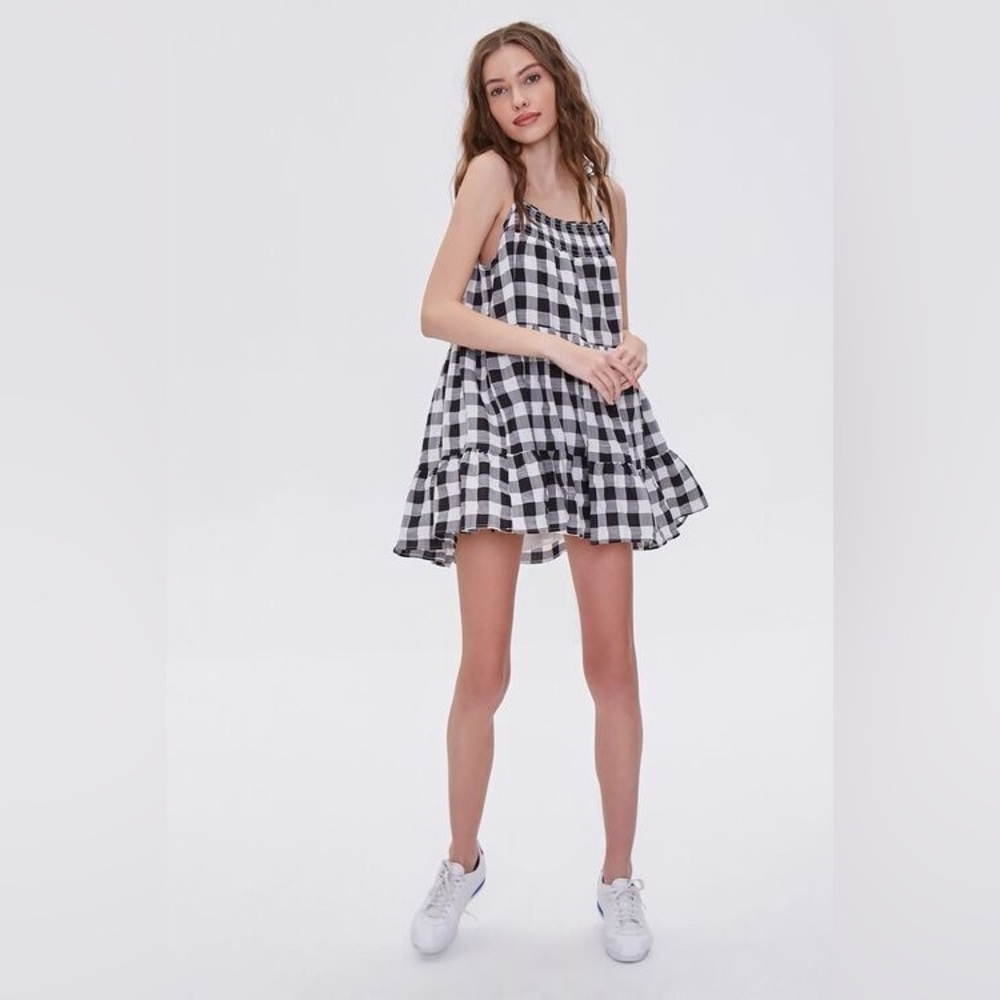 Gingham Ruffle Mini Dress